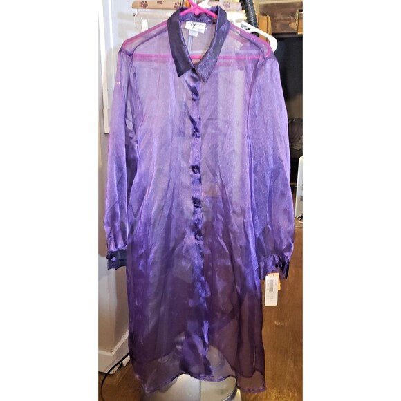 Vintage NWT AT Woman Alix Taylor - Long, Sheer, Purple Jacket / Tunic - Size 24W - Picture 1 of 6